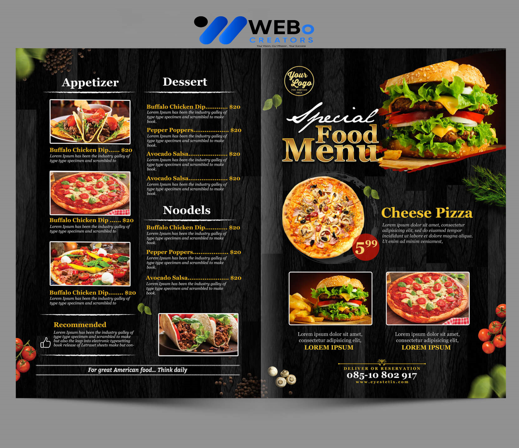 Modern restaurant menu design Santa Clara ,CA 2026 café menu layout food branding design services